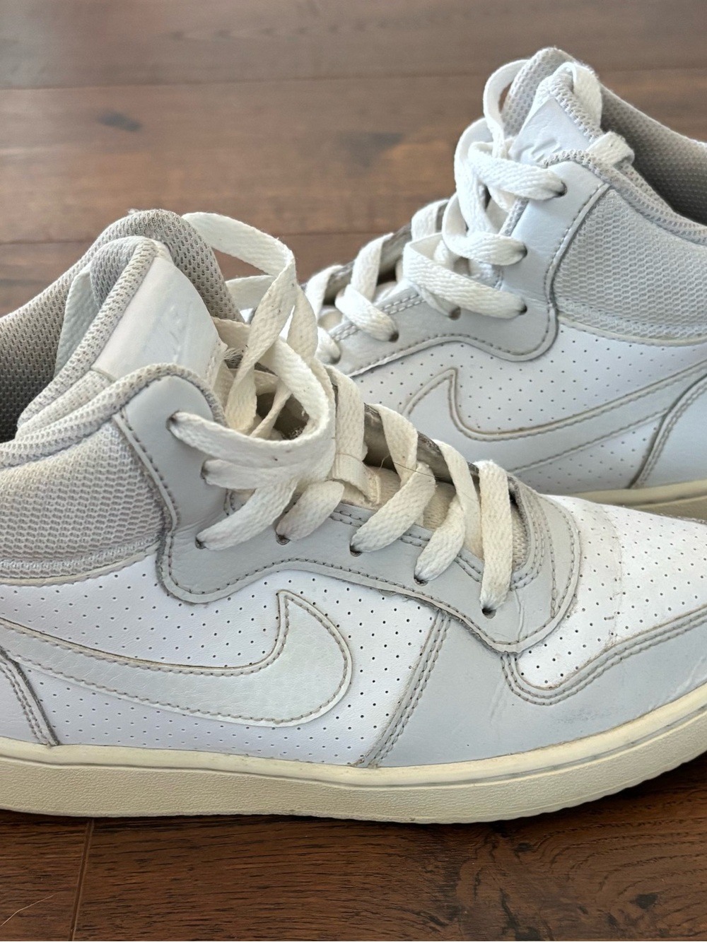 Nike Kids White and Light Gray High-Top Sneakers